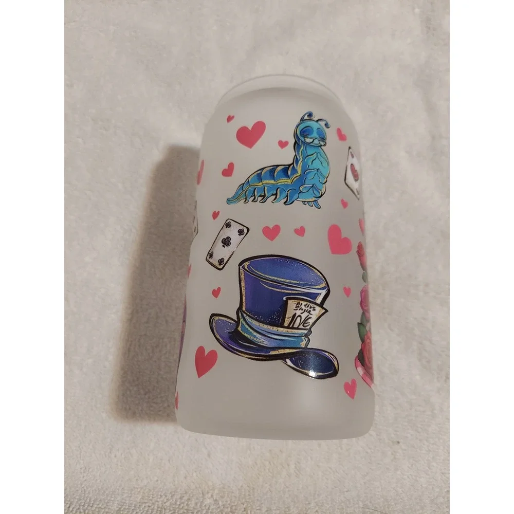 Alice in Wonderland Tumbler Cup with Lid,‎ Straw and Cleaner Cute Anime